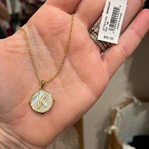 KS letter K disc necklace